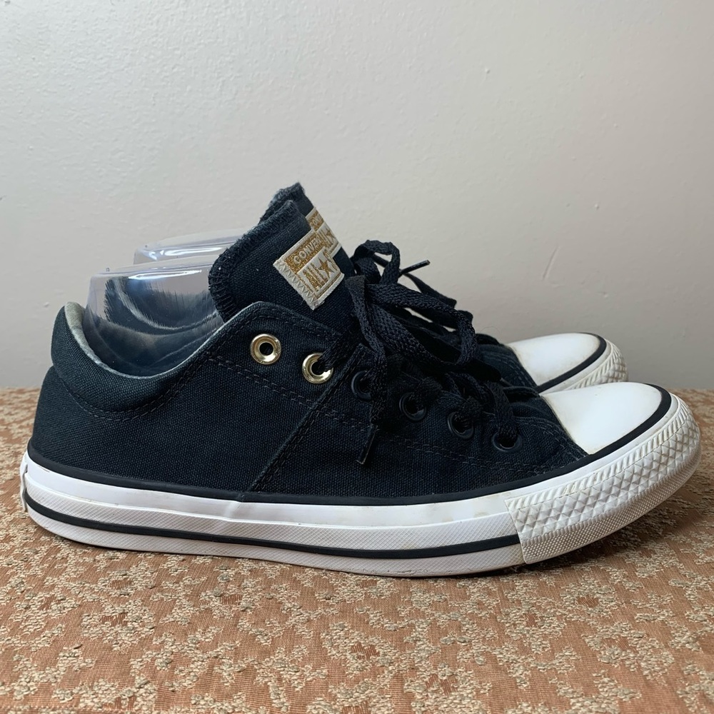 CONVERSE Black Chuck Taylor All Star Madison Ox Plaid Tongue Sneakers